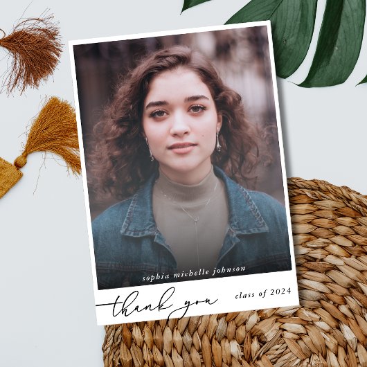 Eenvoudige moderne Afstuderen foto dank u Bedankkaart