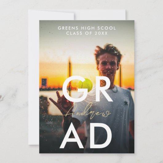 Eenvoudige moderne Afstuderen foto en gedurfde typ Aankondiging (Voorkant)