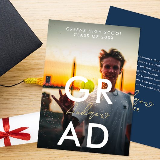 Eenvoudige moderne Afstuderen foto en gedurfde typ Aankondiging