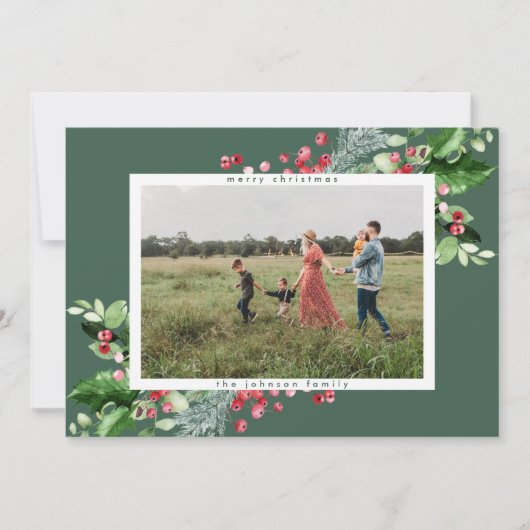 Eenvoudige, moderne, alternatieve kerstfoto feestdagenkaart (Voorkant)