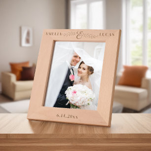 Eenvoudige moderne Ampersand & bladeren gepersonal Gegraveerde Lijstjes