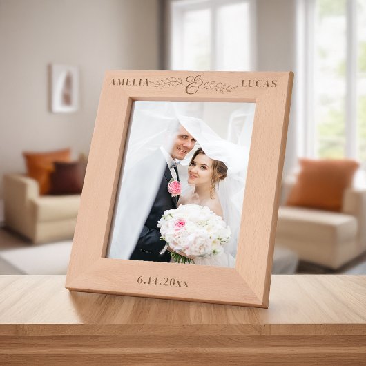 Eenvoudige moderne Ampersand & bladeren gepersonal Gegraveerde Lijstjes