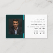 Eenvoudige, moderne Aqua Blue Logo Professional Fo Visitekaartje (Achterkant)