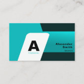 Eenvoudige, moderne Aqua Blue Logo Professional Fo Visitekaartje (Voorkant)