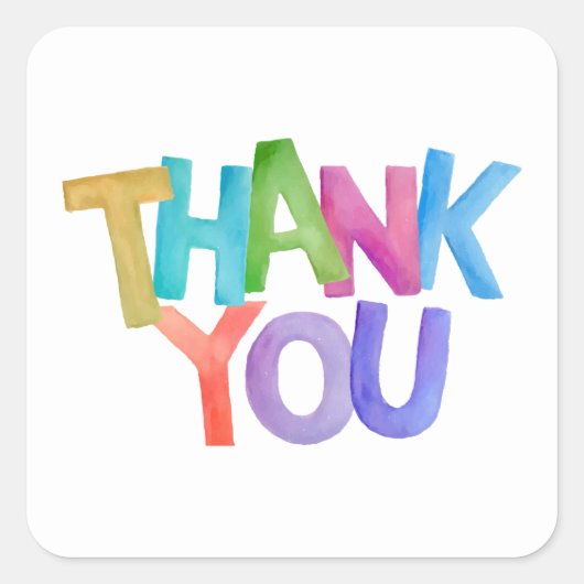 Eenvoudige Moderne Aquarel Dank Je Wel Vierkante Sticker (Voorkant)