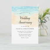 Eenvoudige Moderne Aquarel Strand Bruiloft Jubileu Kaart (Staand voorkant)