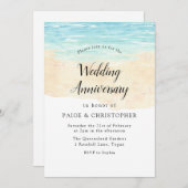 Eenvoudige Moderne Aquarel Strand Bruiloft Jubileu Kaart (Voorkant / Achterkant)