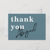 Eenvoudige Moderne Aquarel Theeblauwe Bruiloftsdan Bedankkaart (Voorkant / Achterkant)