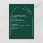 Eenvoudige moderne Arch Emerald Green Wedding Informatiekaartje (Voorkant)