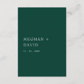 Eenvoudige moderne Arch Emerald Green Wedding Informatiekaartje (Achterkant)