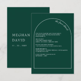 Eenvoudige moderne Arch Emerald Green Wedding Informatiekaartje