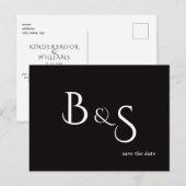 Eenvoudige Moderne B/W Monogram QR Code Bewaar De Aankondigingskaart (Voorkant / Achterkant)