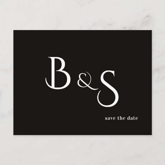Eenvoudige Moderne B/W Monogram QR Code Bewaar De Aankondigingskaart (Voorkant)