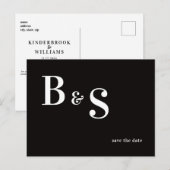 Eenvoudige Moderne B/W Monogram QR Code Bewaar De Aankondigingskaart (Voorkant / Achterkant)