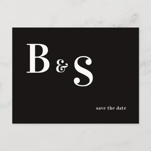 Eenvoudige Moderne B/W Monogram QR Code Bewaar De Aankondigingskaart (Voorkant)