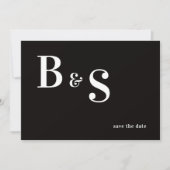 Eenvoudige Moderne B/W Monogram QR Code Bewaar De Save The Date (Voorkant)