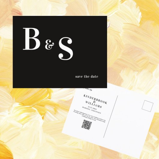 Eenvoudige Moderne B/Z Monogram QR Code Save The D Briefkaart