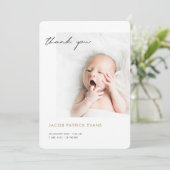 Eenvoudige Moderne Baby Foto Dank u geboorte Aankondiging (Staand voorkant)