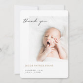 Eenvoudige Moderne Baby Foto Dank u geboorte Aankondiging (Voorkant)