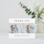 Eenvoudige Moderne Baby Foto Dank u geboorte Aankondigingskaart (Staand voorkant)