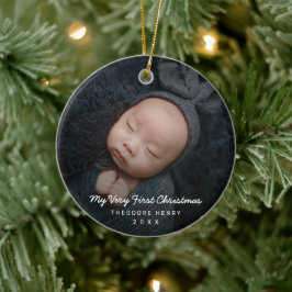 Eenvoudige moderne Baby foto voor mijn eerste kers Keramisch Ornament
