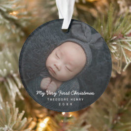 Eenvoudige moderne Baby foto voor mijn eerste kers Ornament