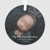 Eenvoudige moderne Baby foto voor mijn eerste kers Ornament (achterkant)