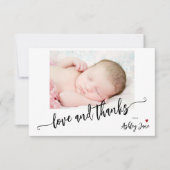Eenvoudige moderne baby shower fotoliefde en bedan bedankkaart (Voorkant)