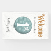 Eenvoudige moderne ballon 1e verjaardag Welkom Spandoek (Horizontaal)