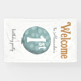 Eenvoudige moderne ballon 1e verjaardag Welkom Spandoek