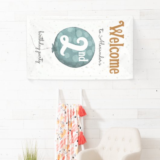 Eenvoudige moderne ballon 2e verjaardag Welkom Spandoek (Insitu)