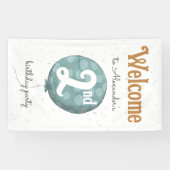 Eenvoudige moderne ballon 2e verjaardag Welkom Spandoek (Horizontaal)