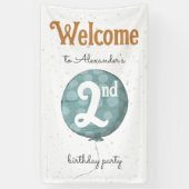 Eenvoudige moderne ballon 2e verjaardag Welkom Spandoek (Verticaal)