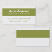 EENVOUDIGE MODERNE BAND effen olijfgroen wit Visitekaartje (Voorkant / Achterkant)