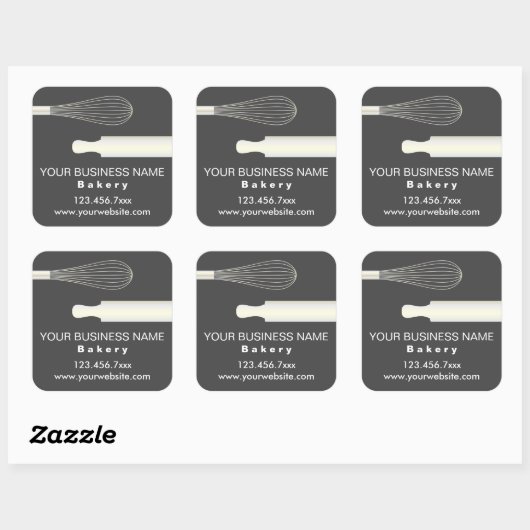 Eenvoudige moderne banketbakkerij vierkante sticker (Vel)