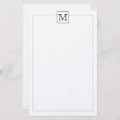 Eenvoudige moderne Basic Initiaal Monogram Square  Briefpapier (Voorkant / Achterkant)