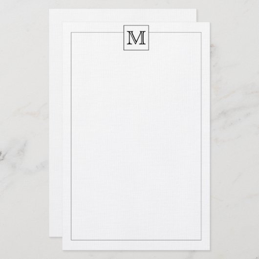 Eenvoudige moderne Basic Initiaal Monogram Square  Briefpapier (Voorkant / Achterkant)
