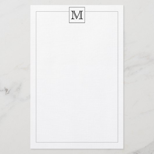 Eenvoudige moderne Basic Initiaal Monogram Square  Briefpapier (Voorkant)