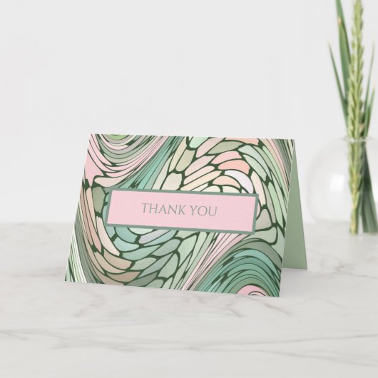 Eenvoudige Moderne Bat Mitswa Roze en Groen Bedankkaart (Voorkant)