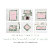 Eenvoudige Moderne Bat Mitswa Roze en Groen Kaart