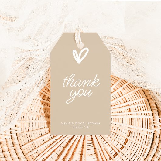 Eenvoudige Moderne Bedankkaart met Hart Cadeaulabel