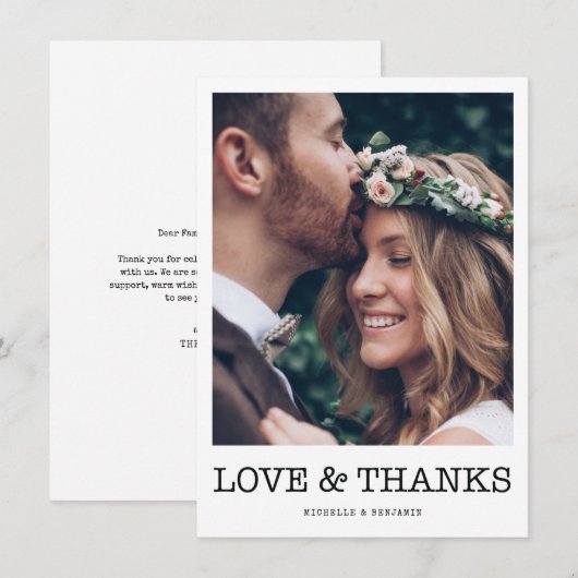 Eenvoudige moderne Bedankt- en liefdeskaart Bedankkaart (Voorkant / Achterkant)