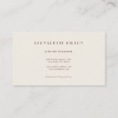 Eenvoudige, moderne beige minimalistische professi visitekaartje (Achterkant)