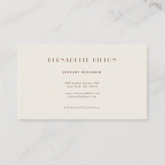 Eenvoudige, moderne beige minimalistische professi visitekaartje (Achterkant)