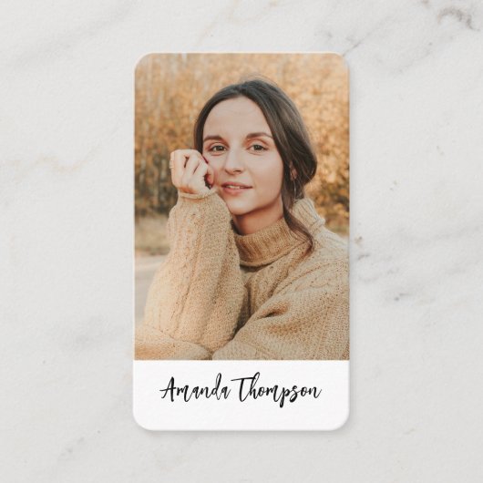 Eenvoudige Moderne Beroeps BedrijfsFoto QR Code Visitekaartje (Voorkant)