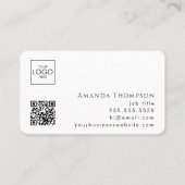 Eenvoudige Moderne Beroeps BedrijfsFoto QR Code Visitekaartje (Achterkant)