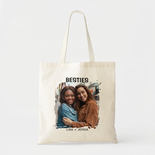 Eenvoudige moderne Besties Beste Vrienden Foto Tote Bag (Voorkant)