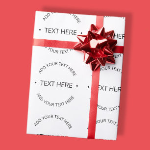 Eenvoudige Moderne Bewerkbare Tekst Wit & Zwart Cadeaupapier