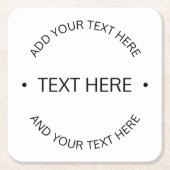 Eenvoudige moderne bewerkbare tekst | Wit & Zwart Kartonnen Onderzetters (Voorkant)