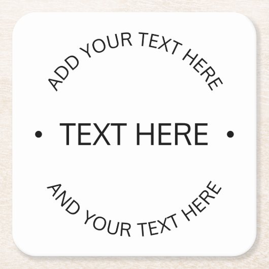 Eenvoudige moderne bewerkbare tekst | Wit & Zwart Kartonnen Onderzetters (Voorkant)